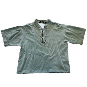 Vintage 80s Eddie Bauer Short Sleeve Men's Shirt Half Zip size XL Cotton